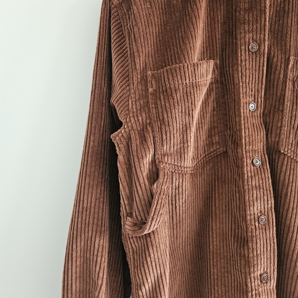 Aritzia Sunday Best Tilly Shirt Jacket Size 1 Brown Corduroy Oversized Shacket - Picture 8 of 14